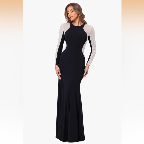 Xscape Dresses & Skirts - Xscape Women Long Sleeve Beaded Contour GownSpecial Occasion Dress Black Size 10